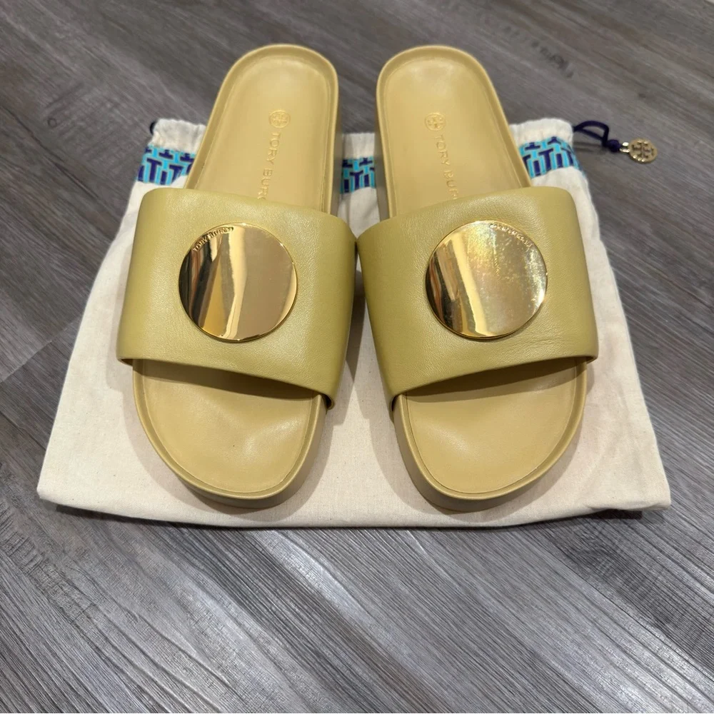 Tory Burch Patos Platform Sandal in Cornbread Yellow Leather Slides